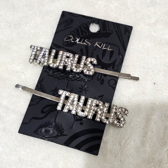 Cielo Taurus Hair Pins | Rare NWT Zodiac Rhinestone Set of 2 Silver - Picture 2 of 7